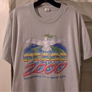 Vintage 80s Peace 2000 Dawning of a New Age Single Stitch Screen Stars Tee